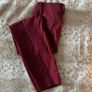 Maroon cropped work slacks